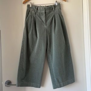 COS sage green corduroy culottes